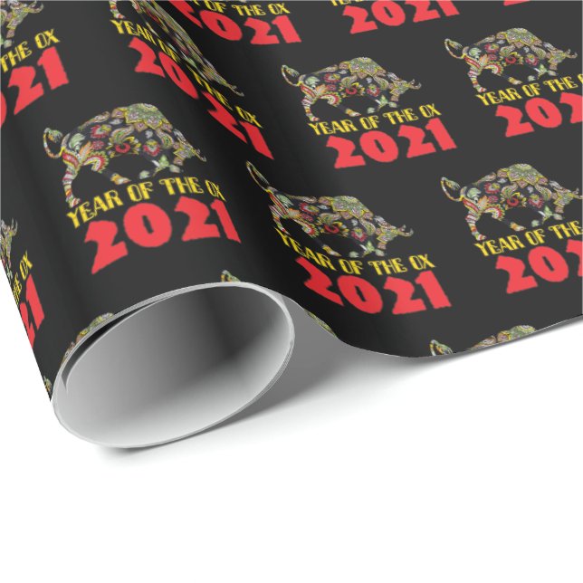 Papel De Presente Ano Novo Chinês 2021 - Ano Da Ox (Ponta do rolo)