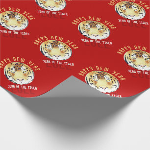 Papel De Presente Ano Novo Chinês Aguarela Tigre Vermelho 2022 Zodía