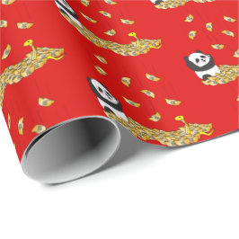 Papel De Presente Ano Novo Chinês da Cobra 2025 Panda
