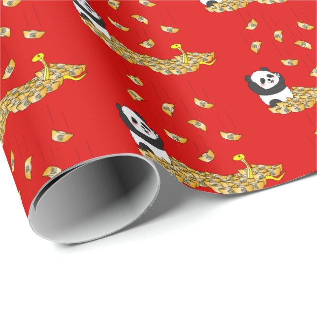 Papel De Presente Ano Novo Chinês da Cobra 2025 Panda (Ponta do rolo)