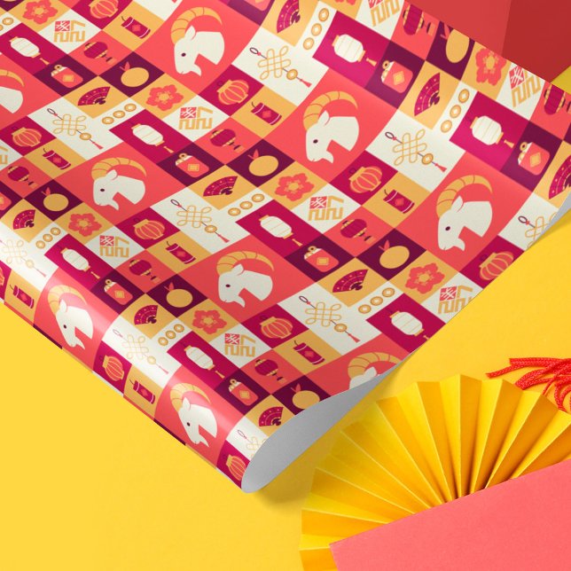 Papel De Presente Ano Novo Chinês do Bode 2027 (Criador carregado)