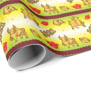 Papel De Presente Ano Novo Chinês do Ox 2021