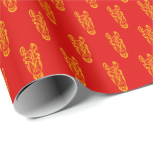 Papel De Presente Ano Novo Lunar Chinês do Cavalo 2026 4724 Fogo