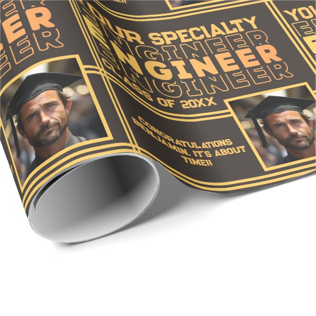 Papel De Presente Ano Personalizado de Graduação de Nome de Engenhar (Ponta do rolo)