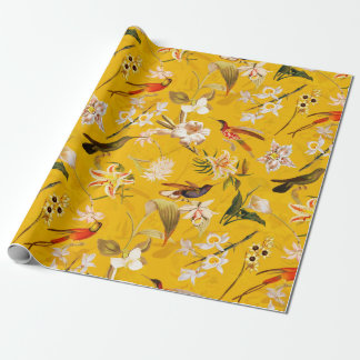Papel De Presente Anticorpo da selva Tropical de Hummingbird Amarelo