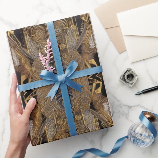 Papel De Presente Antiga Elegância: Fusão Celta e Egípcia (Presentear)