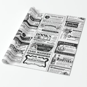 Papel De Presente antigo jornal de halloween assustador, branco