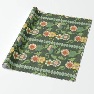 Papel De Presente Antigo Padrão Chinês de Cloisonné: Jade Verde