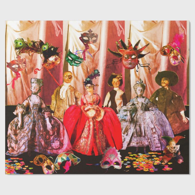 PAPEL DE PRESENTE ANTIGO PARTIDO ITALIANO MASCARADA DE BOMBAS E MÁSC (Aberto)