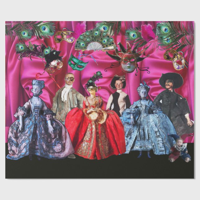 PAPEL DE PRESENTE ANTIGO PARTIDO ITALIANO MASCARADA DE BOMBAS E MÁSC (Aberto)