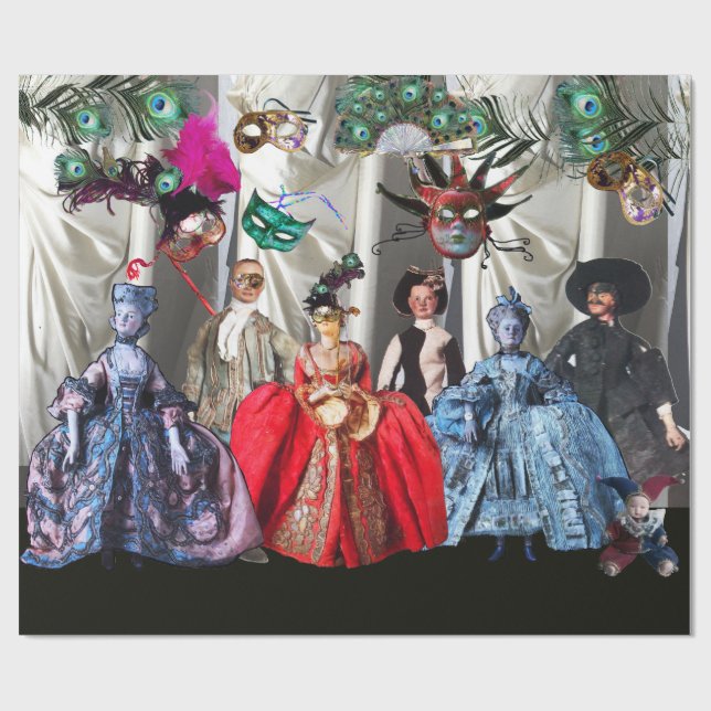 PAPEL DE PRESENTE ANTIGO PARTIDO ITALIANO MASCARADA DE BOMBAS E MÁSC (Aberto)