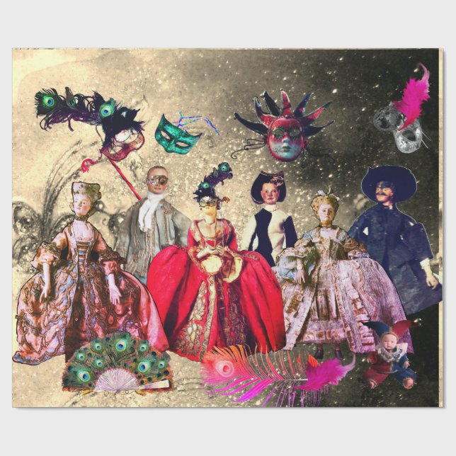 PAPEL DE PRESENTE ANTIGO PARTIDO ITALIANO MASCARADA DE BOMBAS E MÁSC (Aberto)