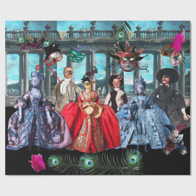 PAPEL DE PRESENTE ANTIGO PARTIDO ITALIANO MASCARADA DE BOMBAS E MÁSC (Aberto)