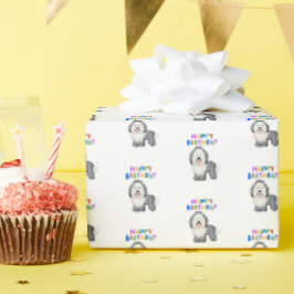 Papel De Presente Antigo Sheepdog Birthday