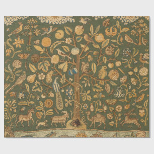Papel De Presente Antigo Tapeçaria de Agulha Inglesa Árvore da Vida 