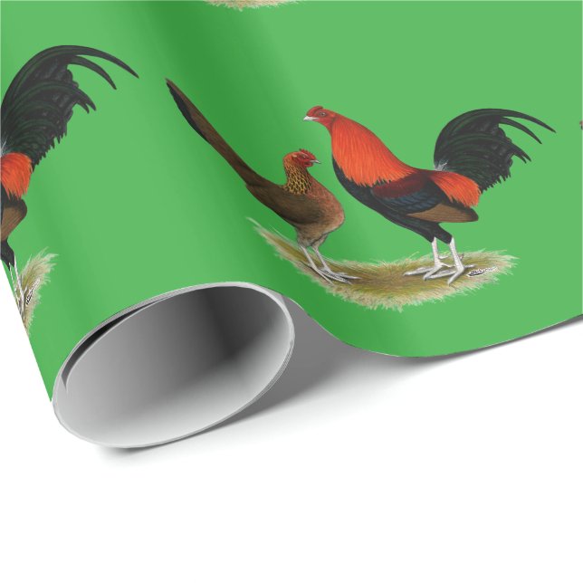 Papel De Presente Antigos Bantams de Jogo Inglês: BB Red Pair (Ponta do rolo)