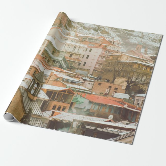 Papel De Presente Antigos edifícios históricos de Tbilisi. Viagem do (Desenrolado)