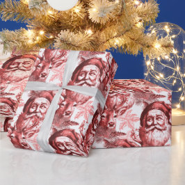 Papel De Presente Antigos Papais noeis De Lítio E Vermelho De Reena