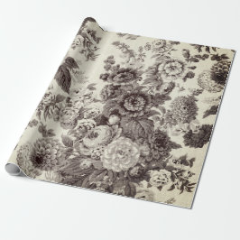 Papel De Presente Antiguamente Castanho Tone Vintage Floral Dahlia P