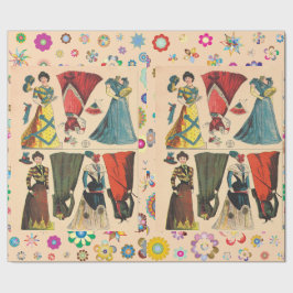 Papel De Presente Antiguidade Vintage Bonecas vitorianas de papel co