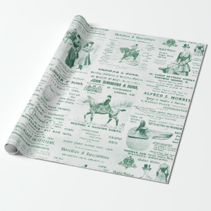 Papel De Presente Antiguidade Vintage Ephemera Lady Equestrian Ads