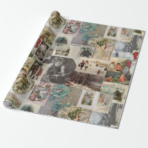 Antique Christmas Ephemera Collage Decoupage