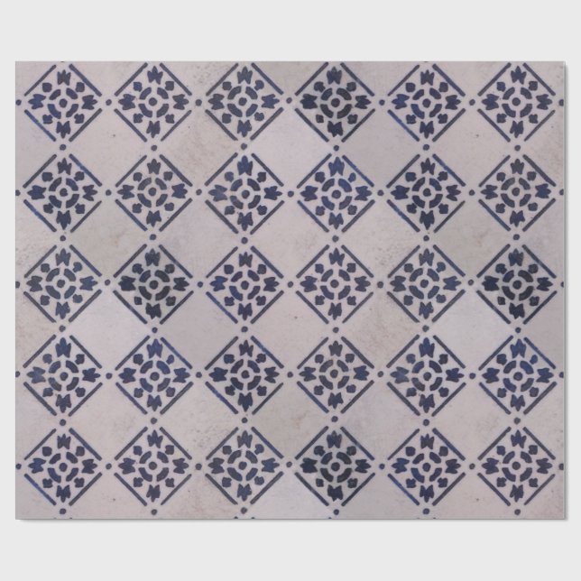 Papel De Presente Antique Delft Azulejo Blue: Padrão Clássico de Art (Aberto)