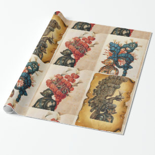 PAPEL DE PRESENTE ANTIQUE KNIGHT AJUDOU COM PENAS ÁGUES DRAGÕES