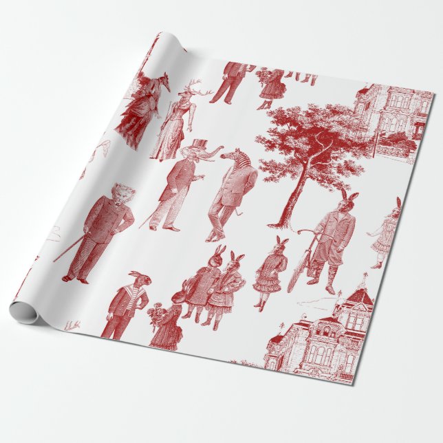 Papel De Presente antropomórfico vermelho antropomórfico vitoriano (Desenrolado)