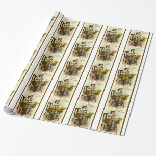 Papel De Presente Anúncio da máquina de costura do vintage com