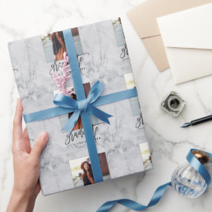 Papel De Presente Anúncio de GRADUAÇÃO DOURADA MARBLE E ROSA