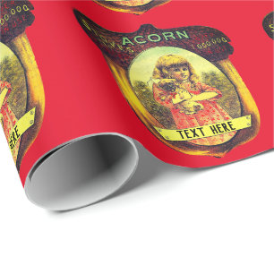 Papel De Presente Anúncio vintage de fogão de carvalho vermelho amar