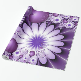 Papel De Presente Apaixonando-se Flores Abstratas & Corações Fractal