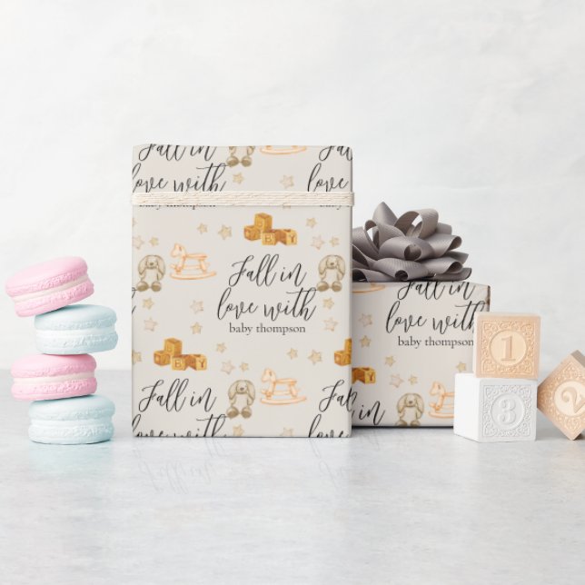 Papel De Presente Apaixonar Chá de fraldas neutro personalizado (Chá de bebê)