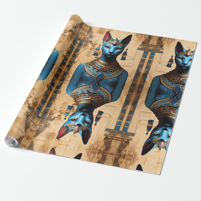 Papel De Presente Apanhe o antigo Deus Egípcio dos Gatos (Desenrolado)