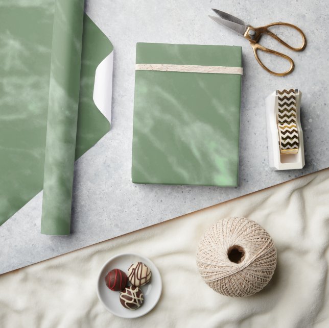 Papel De Presente Aparência de Mármore Verde (Artesanato)