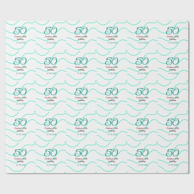 Papel De Presente Apelido vermelho verde para aniversário de 50 anos (Aberto)