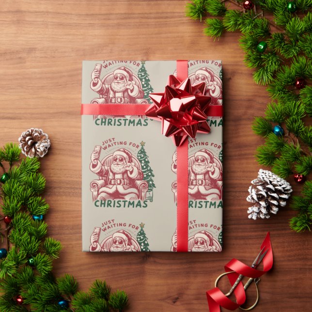 Papel De Presente Apenas Esperando Pelo Natal Papai Noel Retrô Diver (Presente de Natal)