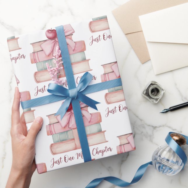 Papel De Presente Apenas Mais Um Capítulo – Amante de Livros de Aqua (Presentear)
