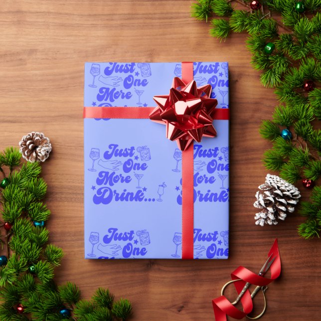 Papel De Presente Apenas Mais Uma Bebida Texto Divertido e Retrô (Presente de Natal)