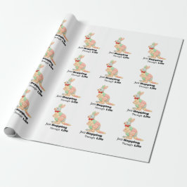 Papel De Presente Apenas Saltando pela Vida Design de Canguru