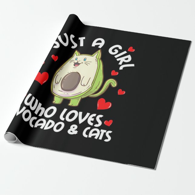 Papel De Presente Apenas Uma Menina Que Ama Avocado E Gatos (Desenrolado)