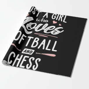 Papel De Presente Apenas Uma Menina Que Ama Softball E Xadrez.