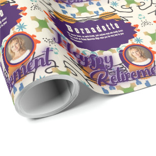 Papel De Presente Aposentação Colorida da Mensagem de Texto de Foto