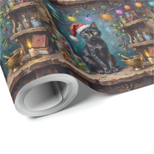 Papel De Presente Apothecário de Natal do Gato Preto Magia