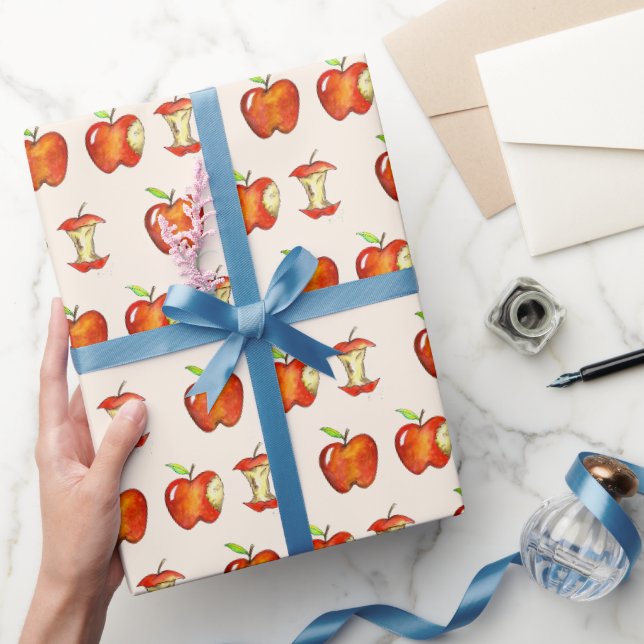 Papel De Presente Apple for Teacher Red Fruta School (Presentear)