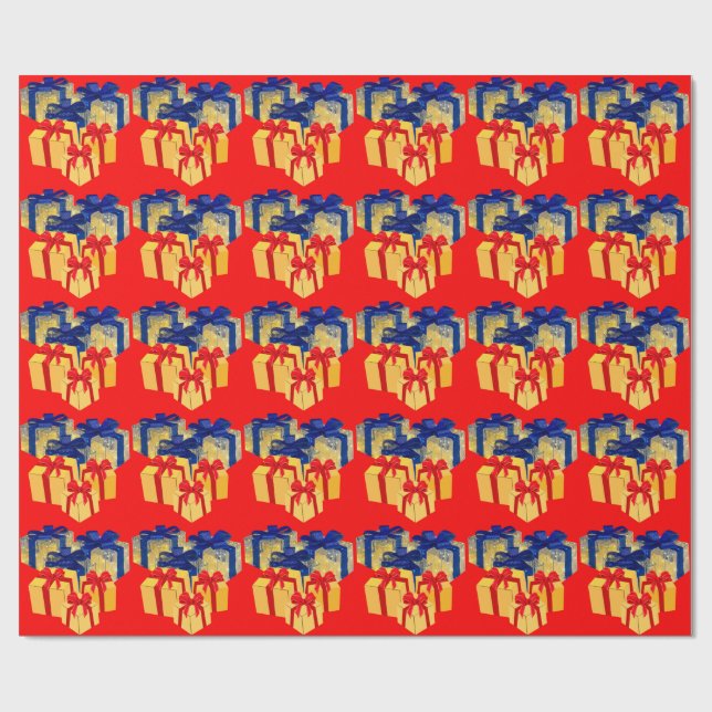 Papel De Presente Apresenta papel de enrolamento vermelho (Aberto)