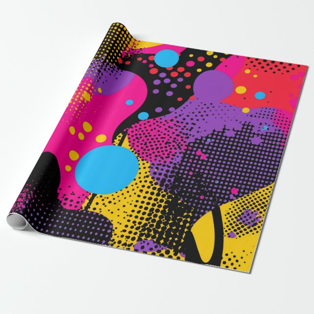 Papel De Presente Apresentação de cor abstrato no estilo de quadrinh (Desenrolado)