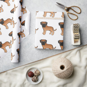 Papel De Presente Apricot English Mastiff Cute Cartoon Dog Patterno