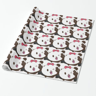 Papel De Presente APROVAÇÃO bonito da panda da menina!